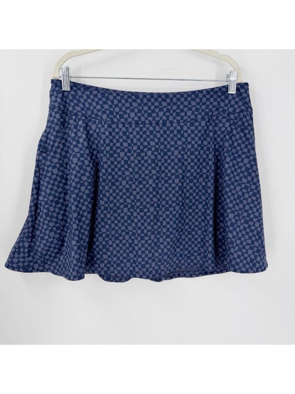 Adidas Golf Tennis Skirt Skort Large Dark Blue Checkered Pockets